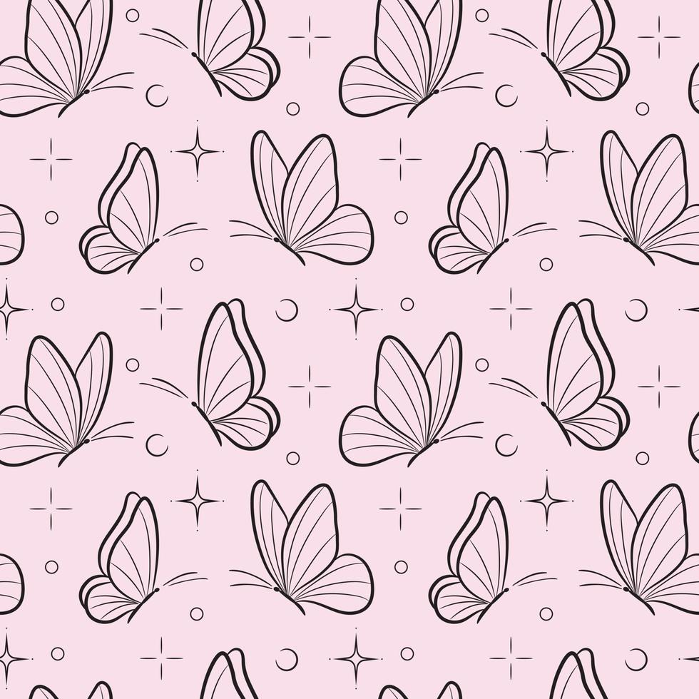 Magical butterfly seamless vector pattern