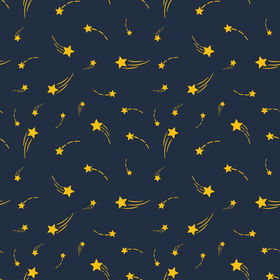 Night sky with shooting stars seamless vector pattern