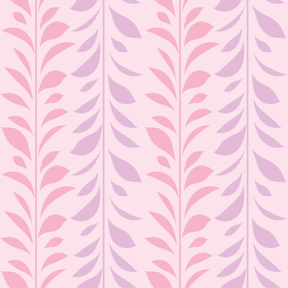 Pastel pink and purple leaf vector pattern, seamless botanical print, garland background