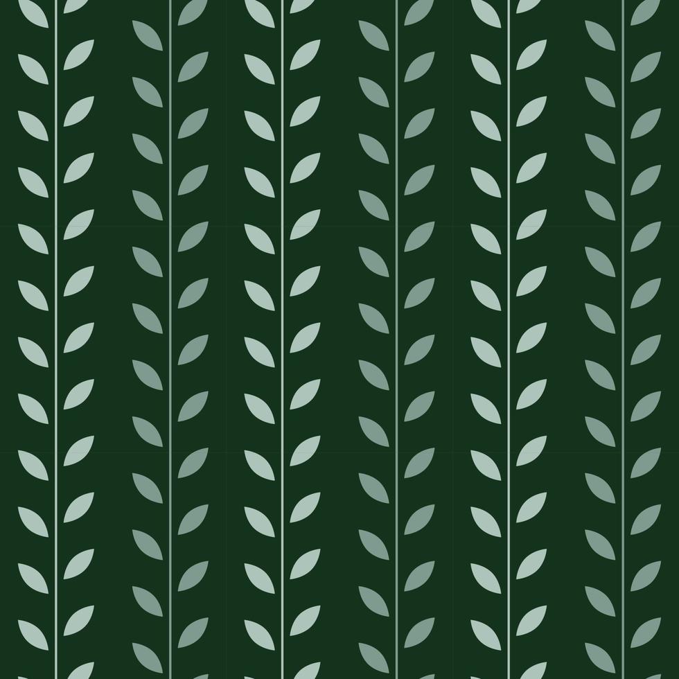 Dark green, simple leaf vector pattern, seamless botanical print,