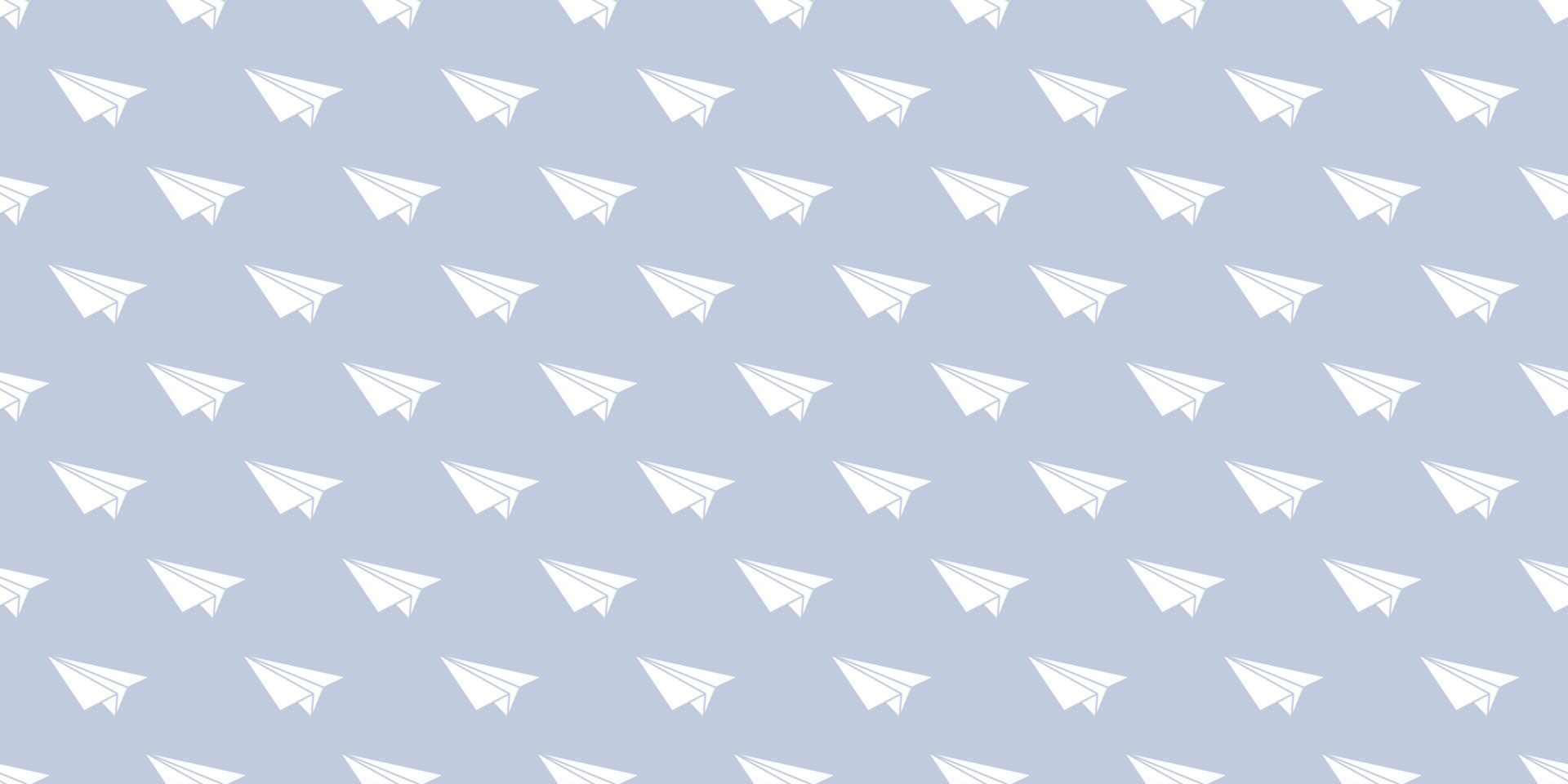 Blue paper plane seamless repeat pattern vector background