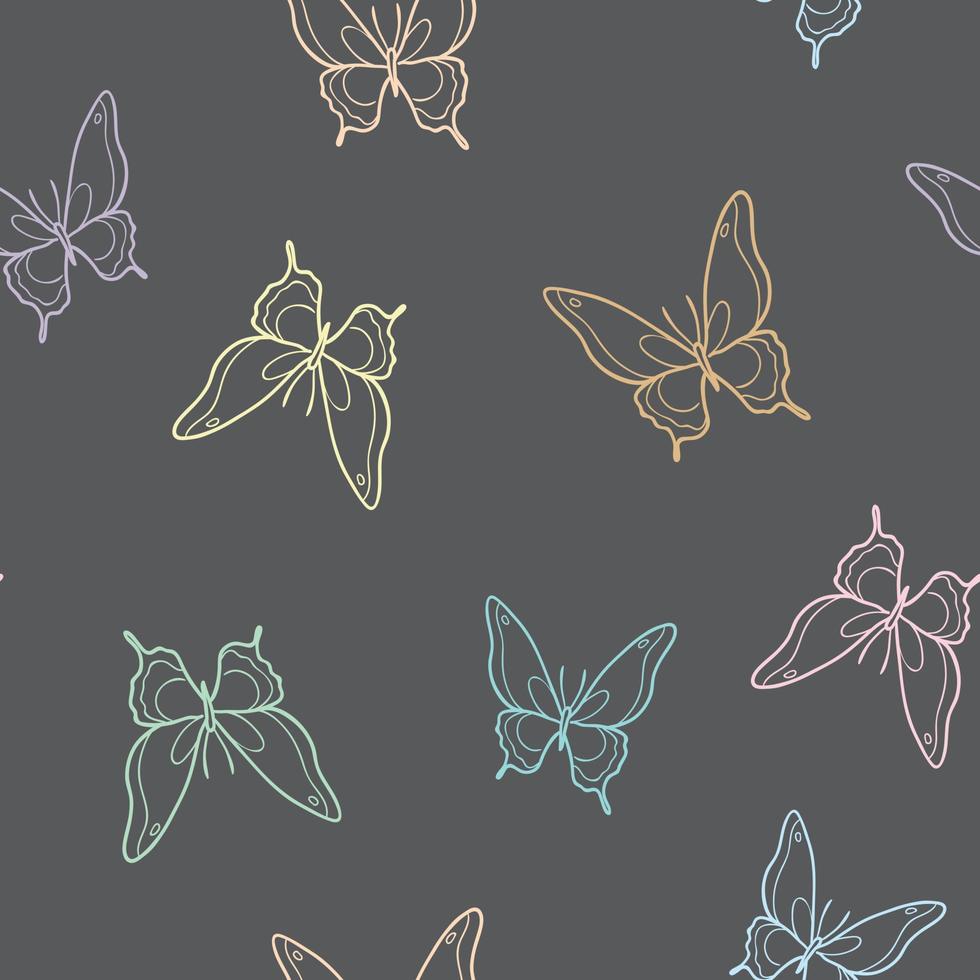 Vector butterfly seamless repeat pattern background.