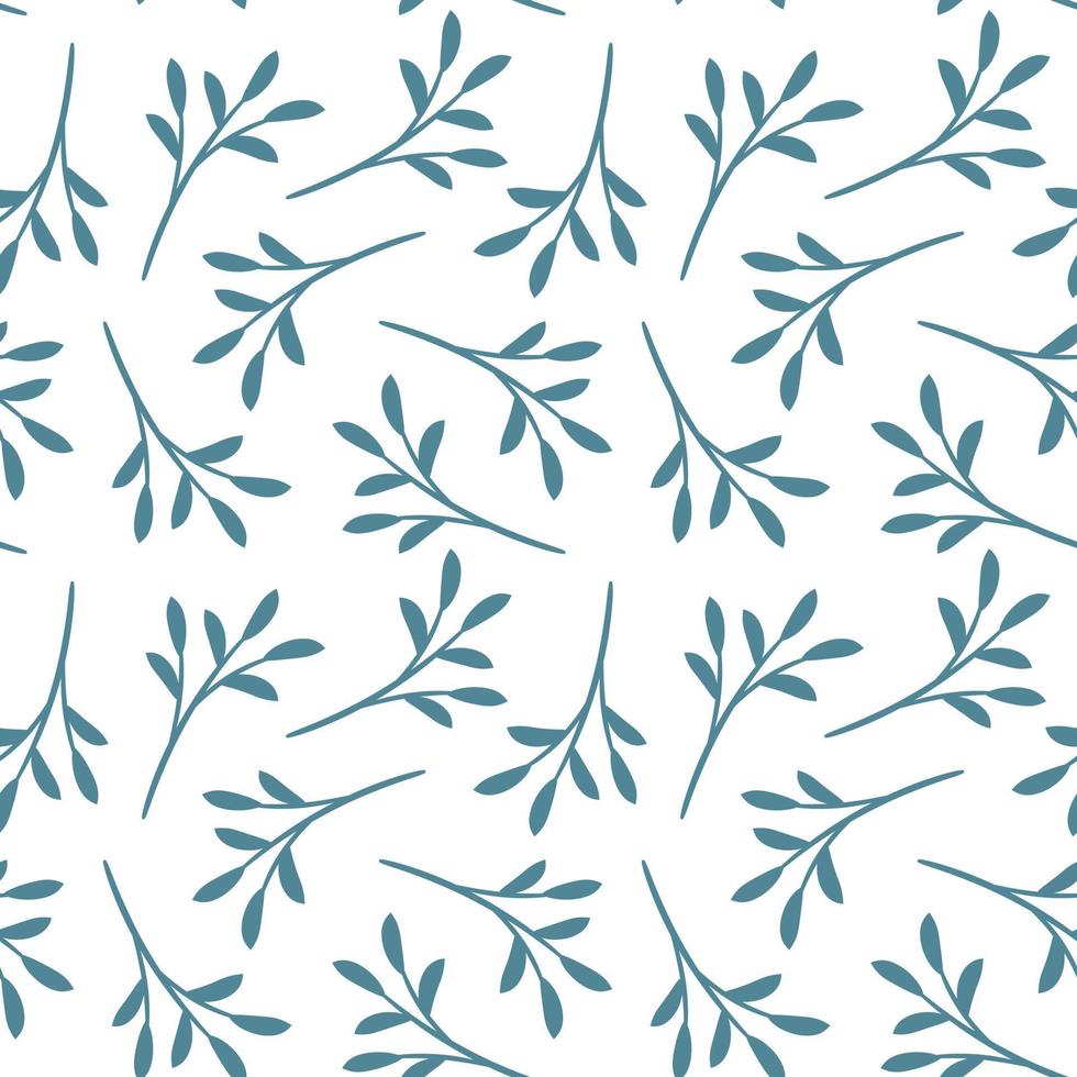 Blue leaves seamless vector pattern
