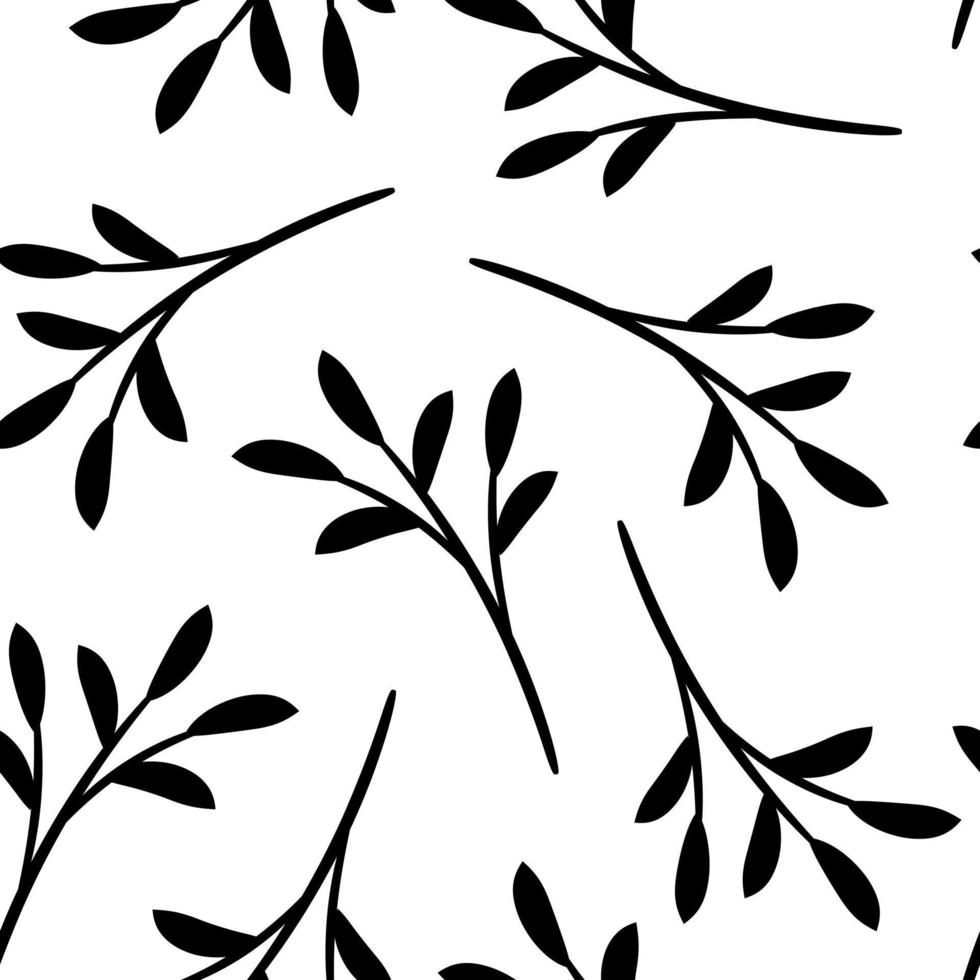 patrón de hoja elegante en blanco y negro, fondo transparente vector