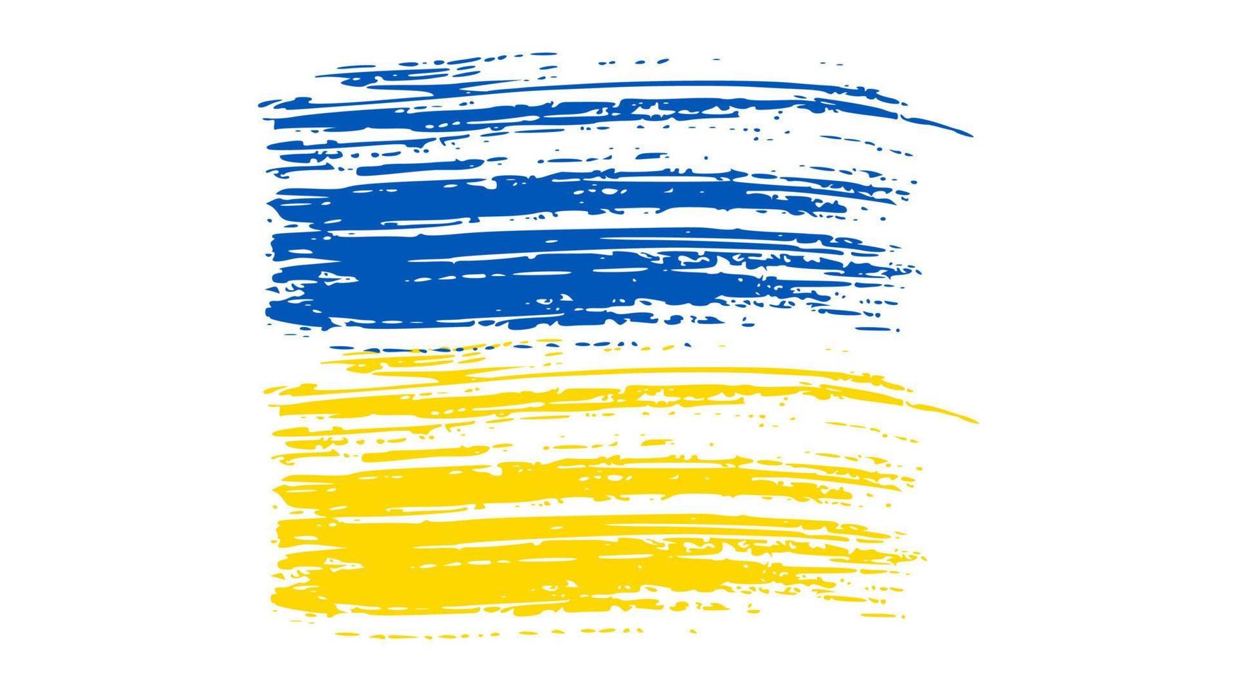 Ukrainian national flag in grunge style. Painted with a brush stroke flag of Ukraine. Vector illustration