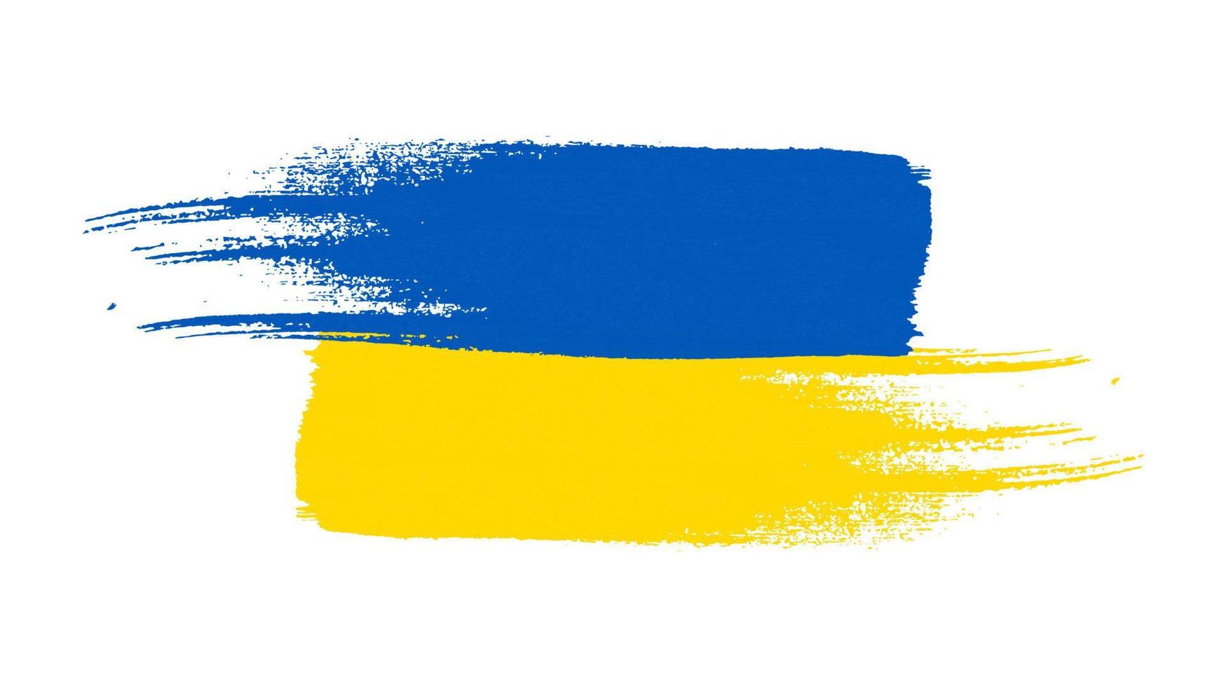 Ukrainian national flag in grunge style. Painted with a brush stroke flag of Ukraine. Vector illustration