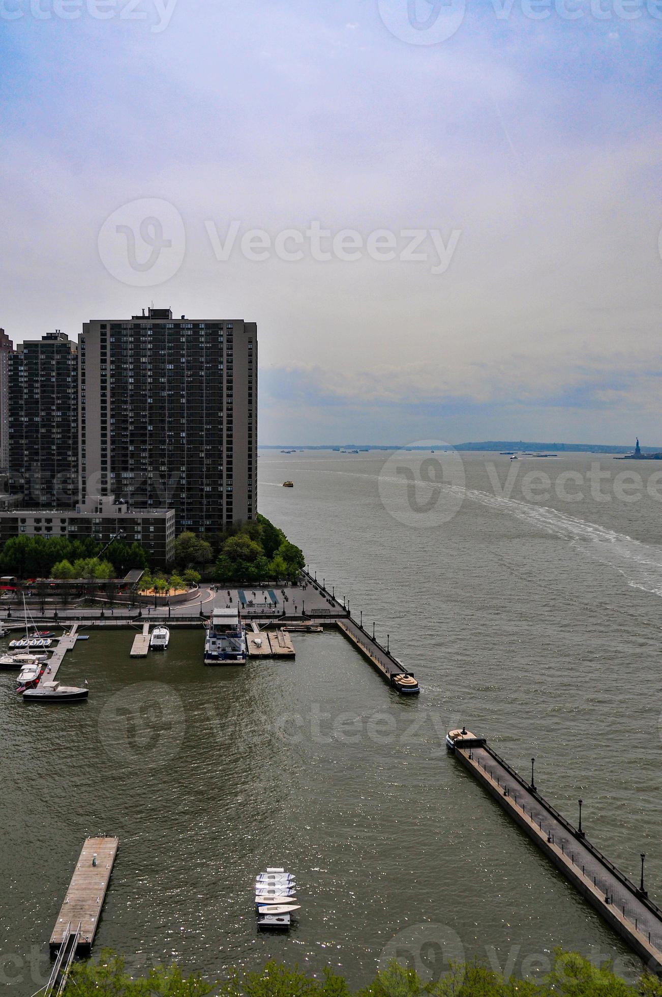 Aerial view of the North Cove Yacht Harbor in Battery Park, New York