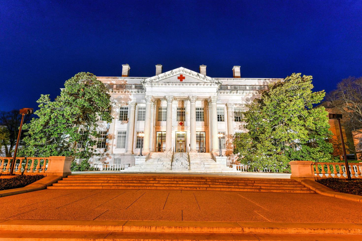 Washington, DC - April 3, 2021 -  American Red Cross National Headquarters in Washington at night. It was declared a National Historic Landmark in 1965. photo