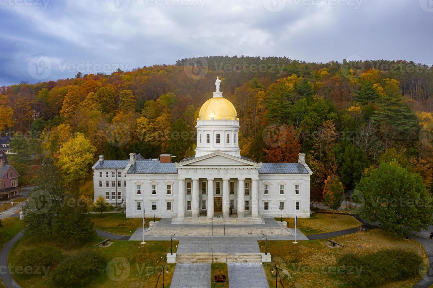 The State Capitol Building in Montpelier Vermont, USA. The current Greek Revival structure is the third building on the same site to be used as the State House. It was occupied in 1859. photo