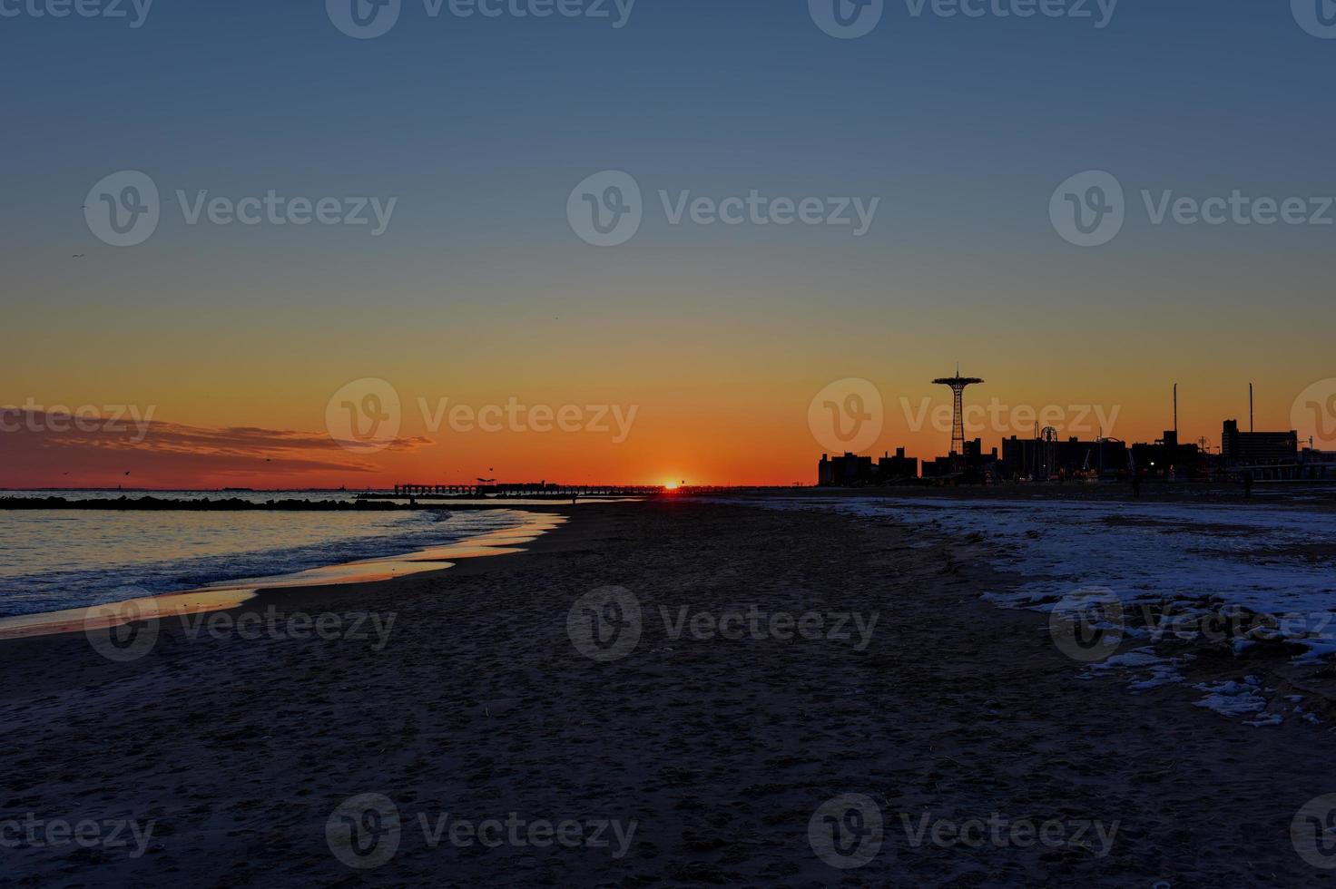 Sunset on Coney Island Beach photo
