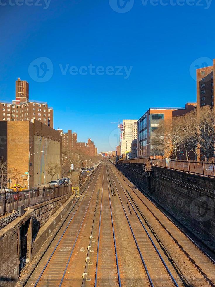Metro-North Railway Line in Manhattan as they go from below to above ground at East 97th Street in New York City. photo