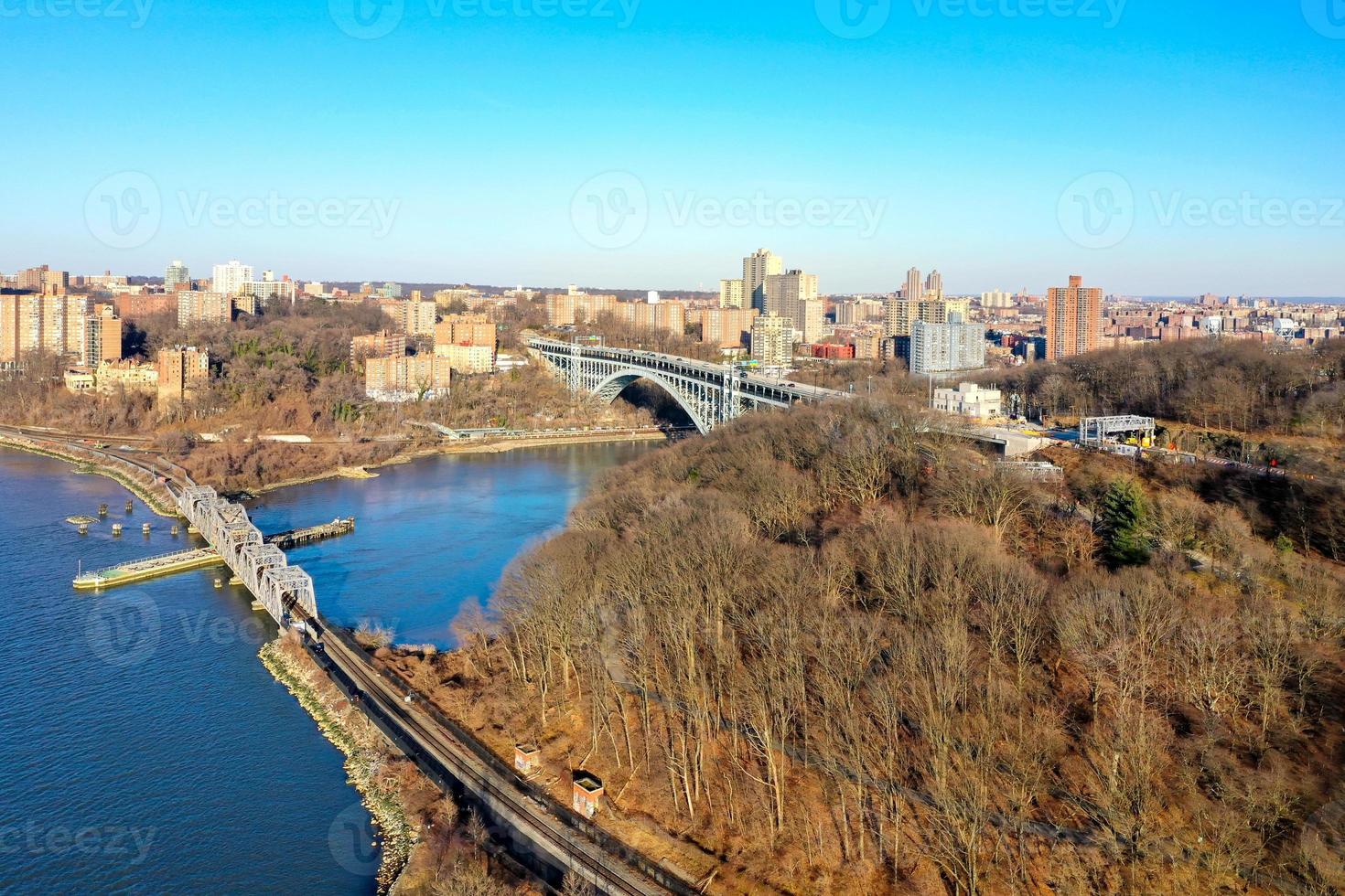 Henry Hudson and Spuyten Duyvil Bridges Spanning Spuyten Duyvil Creek Between the Bronx and Manhattan in New York City. photo