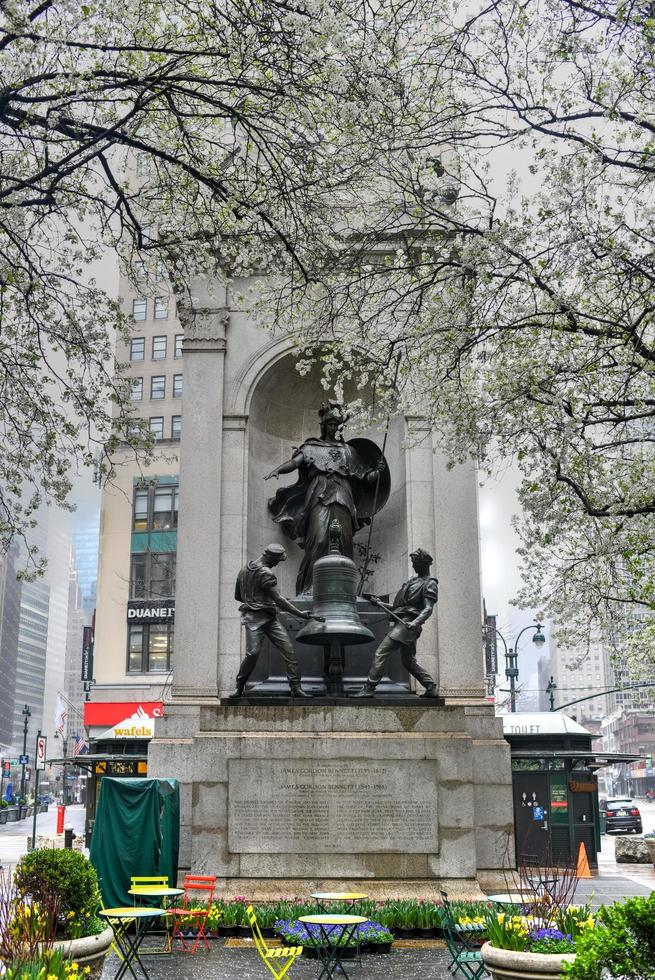New York City - Mar 29, 2020 -  Memorial to James Gordon Bennet, the founder, editor and publisher of the New York Herald and a major figure in the history of American newspapers. photo