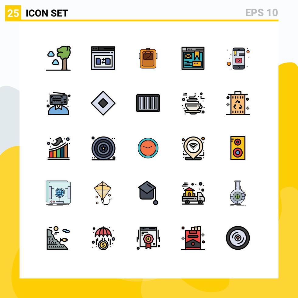 Set of 25 Modern UI Icons Symbols Signs for knowledge design mask web headgear Editable Vector Design Elements