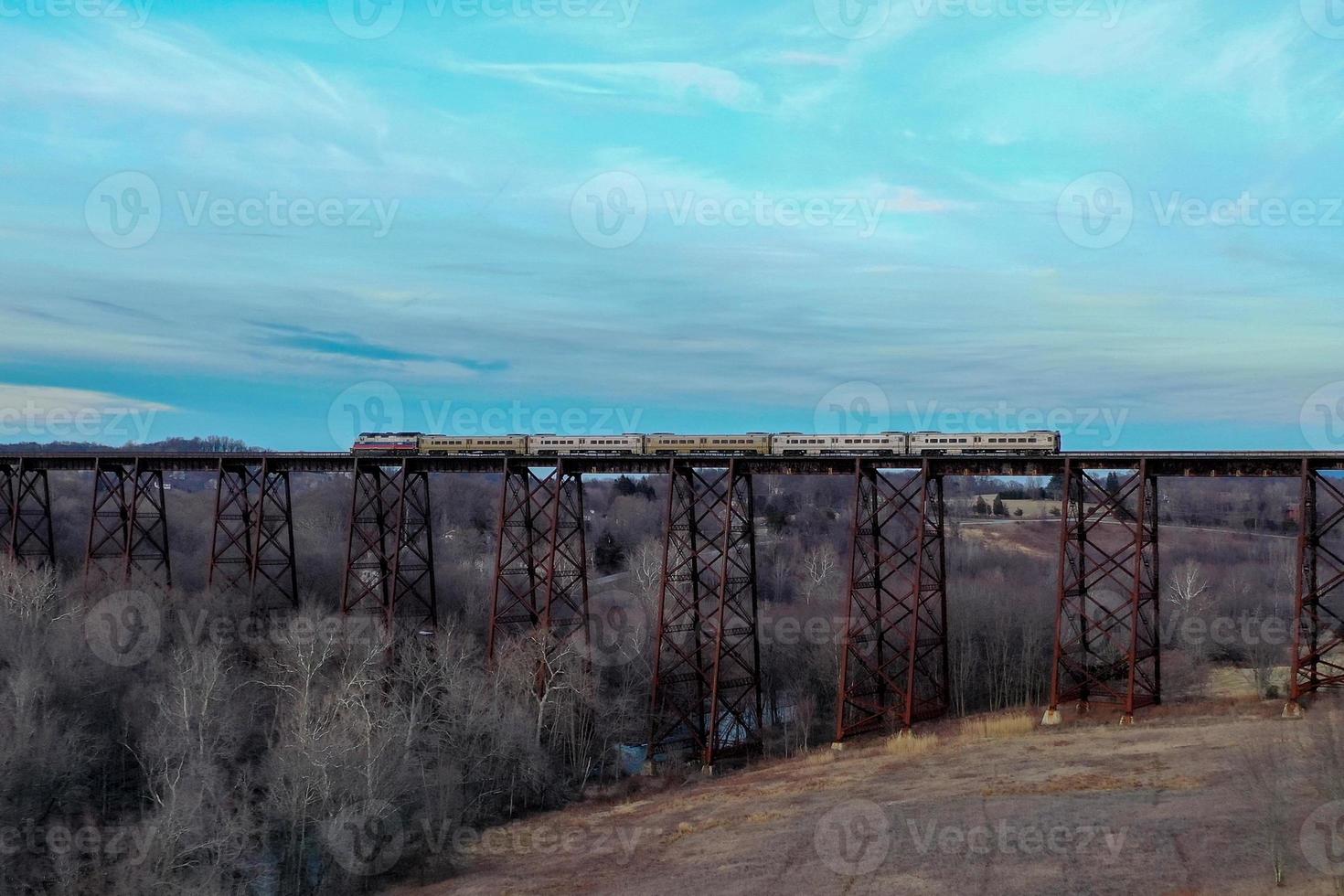 Moodna Viaduct Trestle. The Moodna Viaduct is an iron railroad trestle spanning Moodna Creek and its valley at the north end of Schunemunk Mountain in Cornwall, New York. photo