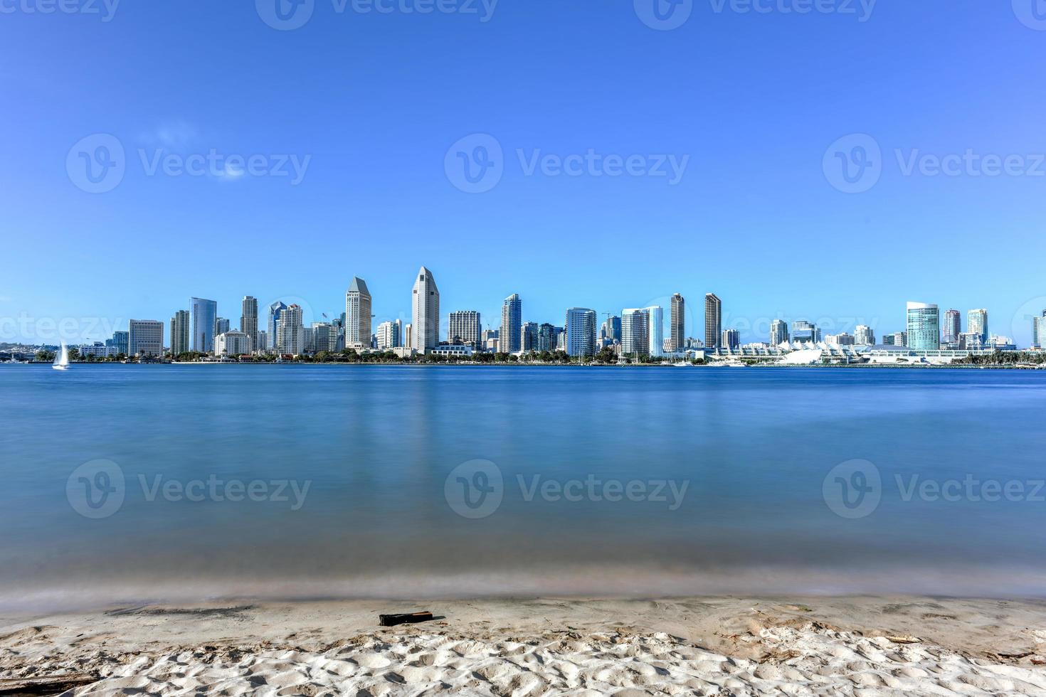 The downtown skyline of San Diego, California, USA at the Embarcadero. photo