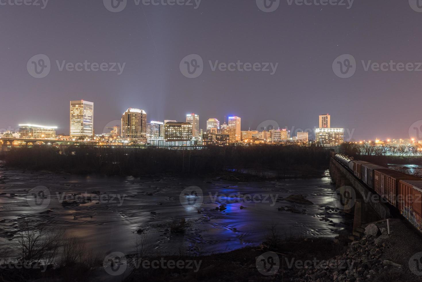 Richmond, Virginia - Feb 19, 2017 -  Panoramic skyline view of Richmond, Virginia at night. photo