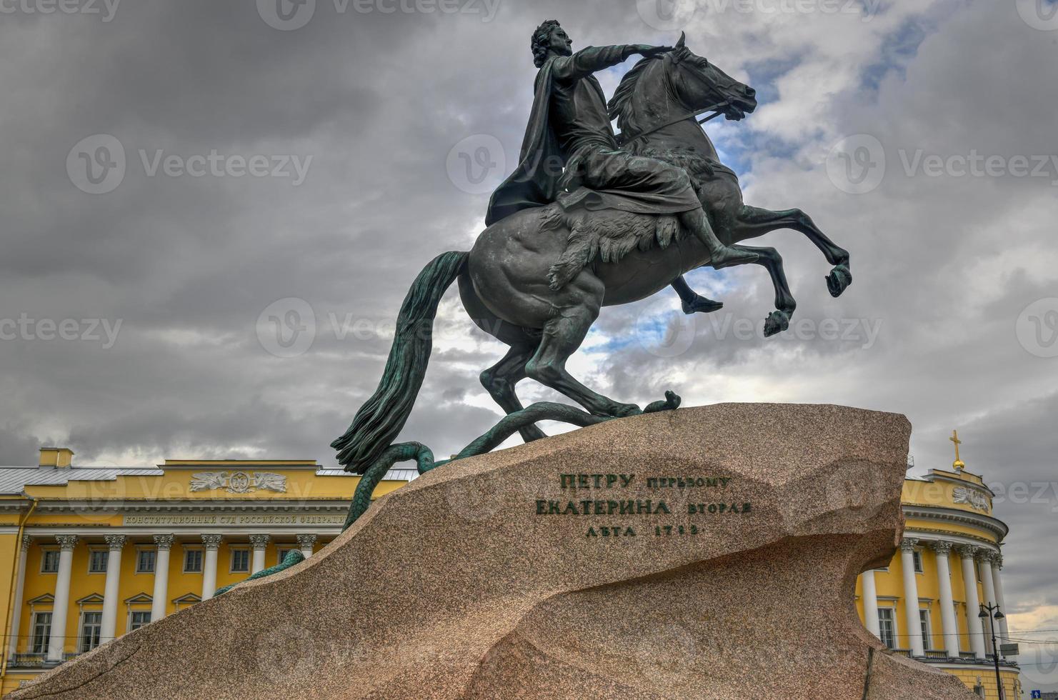The Bronze Horseman  equestrian statue of Peter the Great in the Senate Square in Saint Petersburg, Russia. Commissioned by Catherine the Great, photo