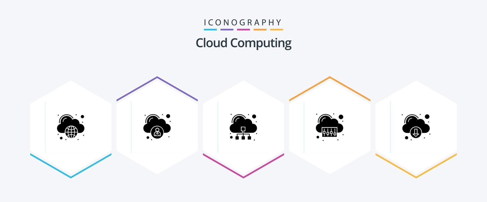 Cloud Computing 25 Glyph icon pack including technology. technology. cloud. storage. cloud vector