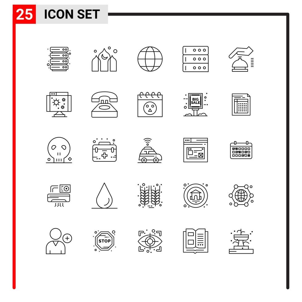 Line Pack of 25 Universal Symbols of security alarm education gdpr database Editable Vector Design Elements