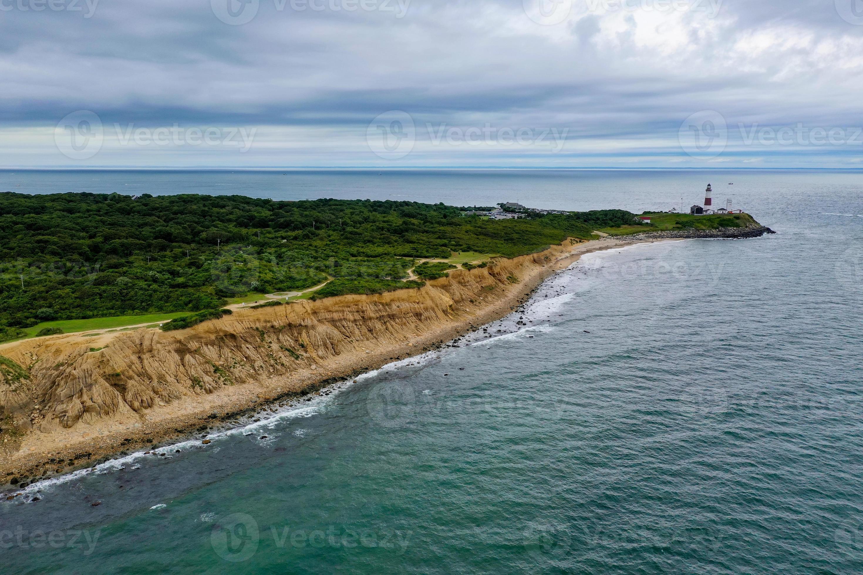 Coast of Long Island and Montauk Lighthouse in Long Island, New York