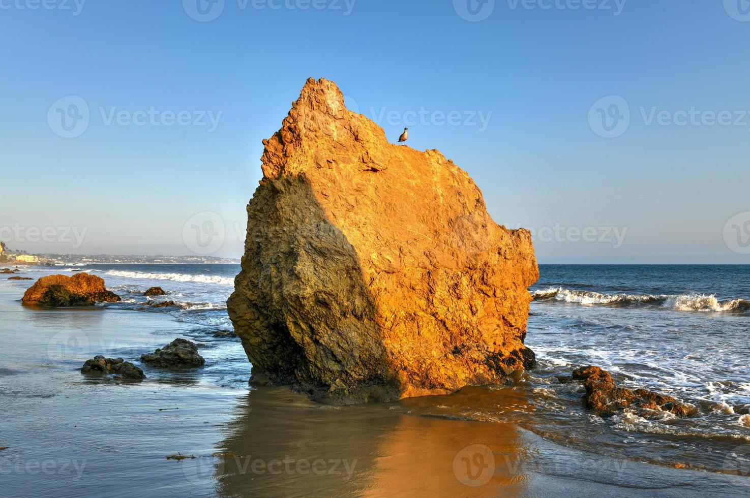 El Matador State Beach Seascape in Malibu Beach California at sunset. photo