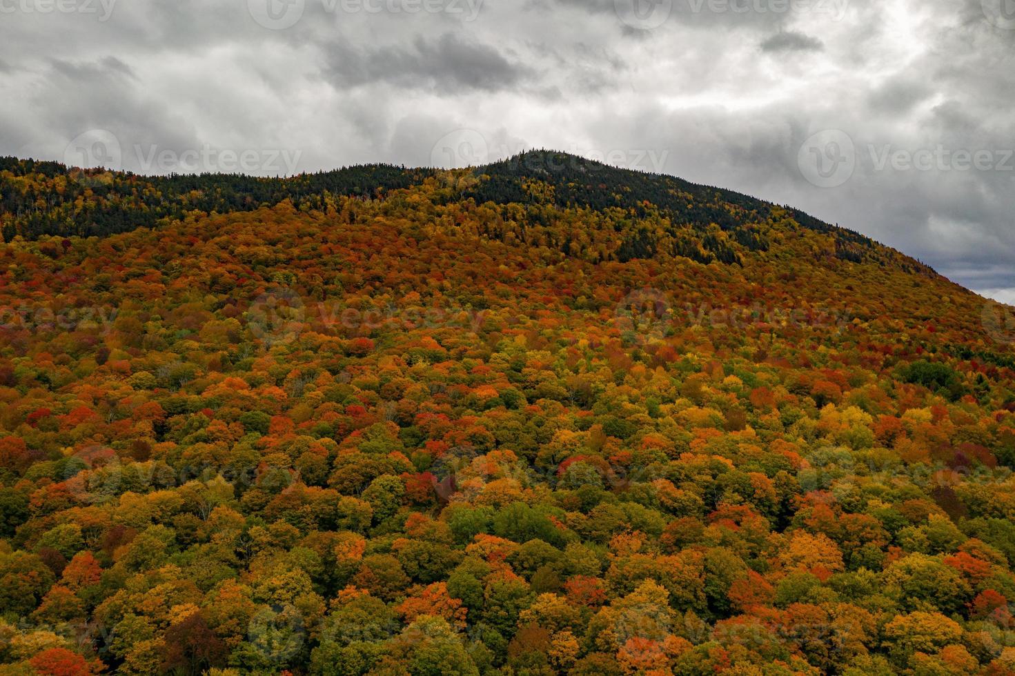 Aerial view of Vermont and the surrounding area during peak foliage in Fall. photo