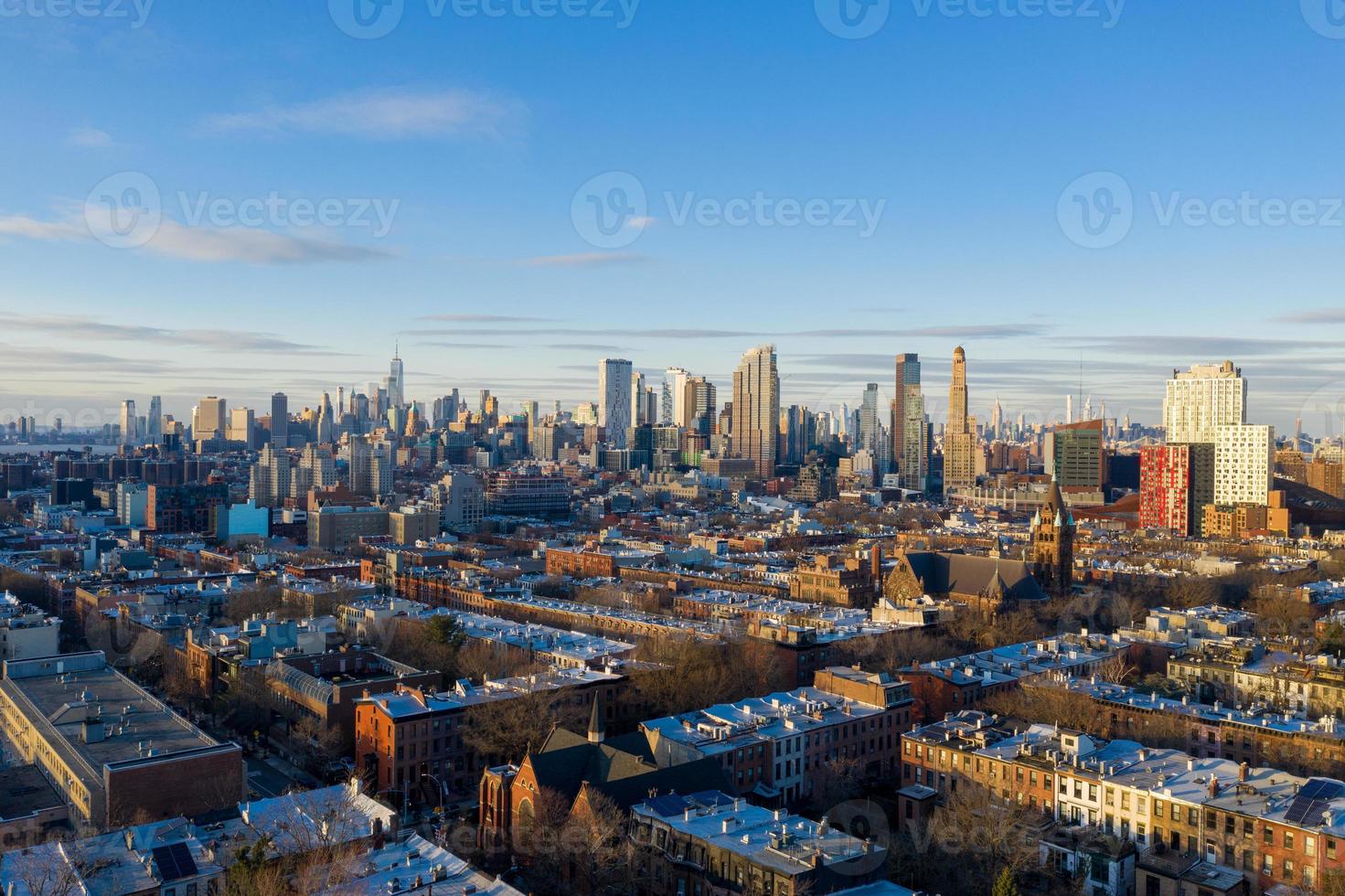 Aerial view of the Manhattan and Brooklyn skyline from Prospect Heights, Brooklyn. photo