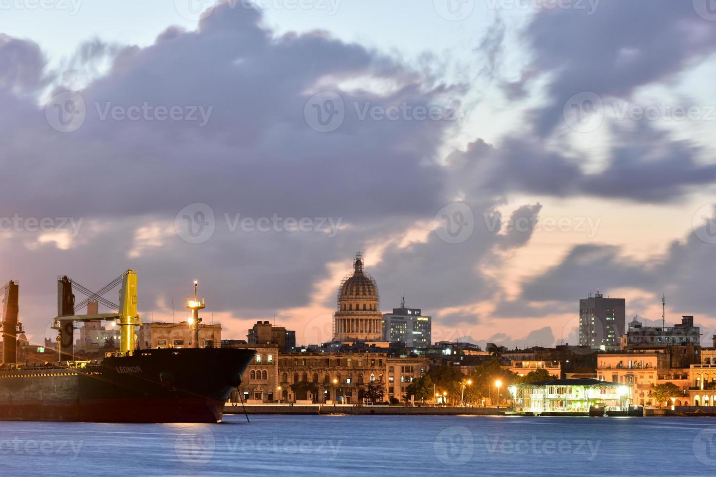 Port of Havana view unto Old Havana from the neighborhood of Regla in Cuba. photo
