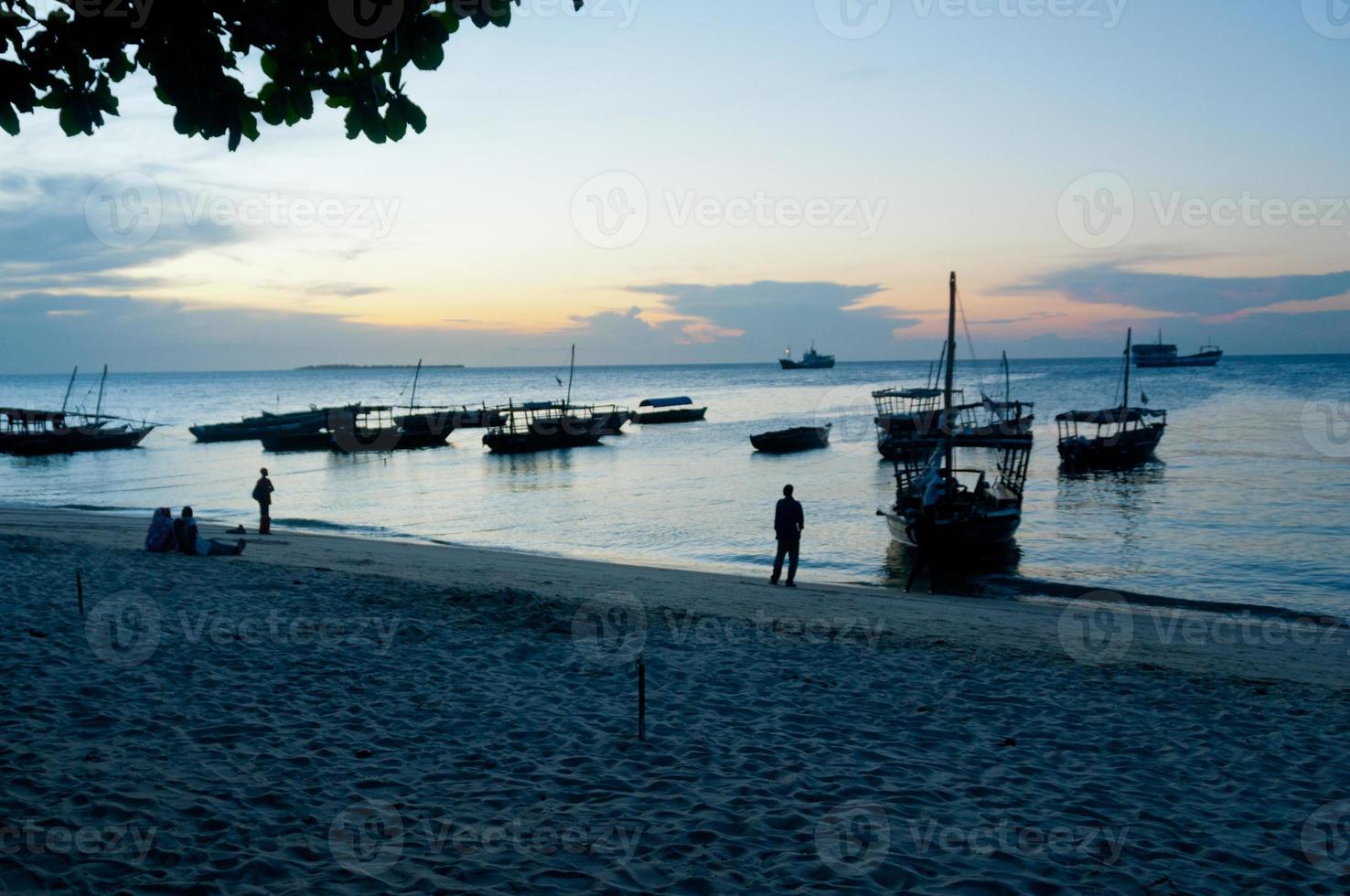 Beach in Zanzibar at Sunset photo