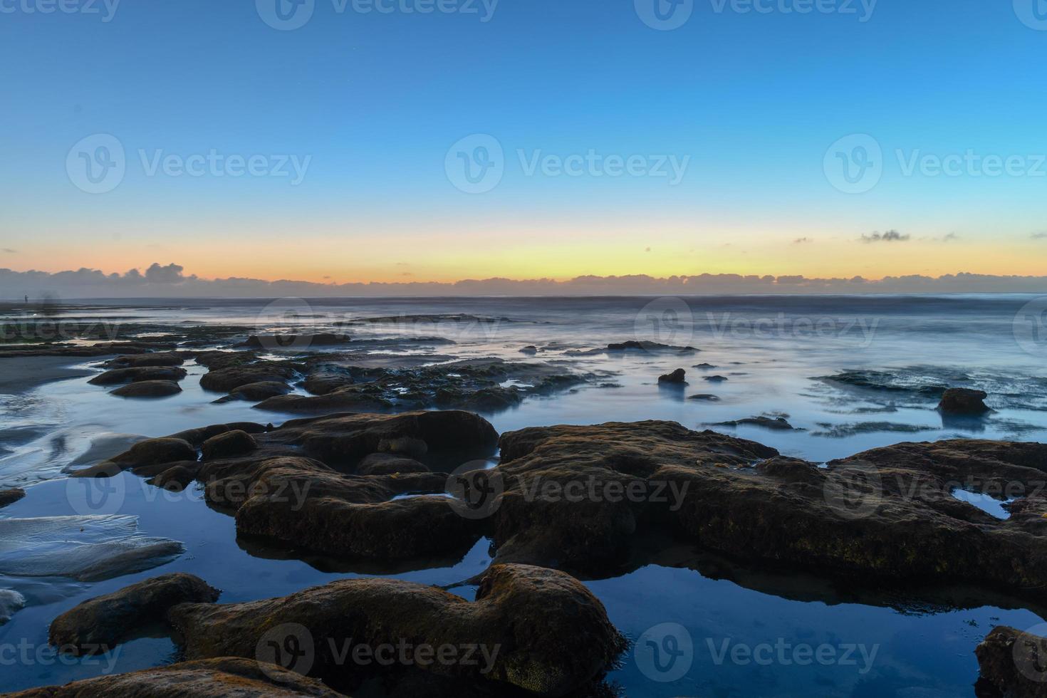 Scenic Panoramic Sunset Landscape of Distant La Jolla Shores and Pacific Ocean from San Diego, California photo
