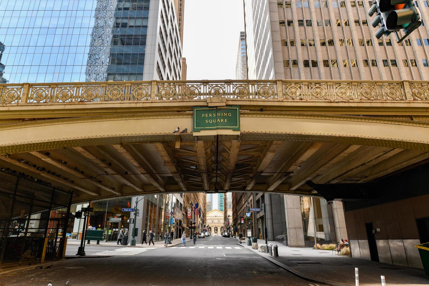 New York City - Apr 19, 2020 -  Empty Pershing Square during the Coronavirus epidemic in New York City. photo