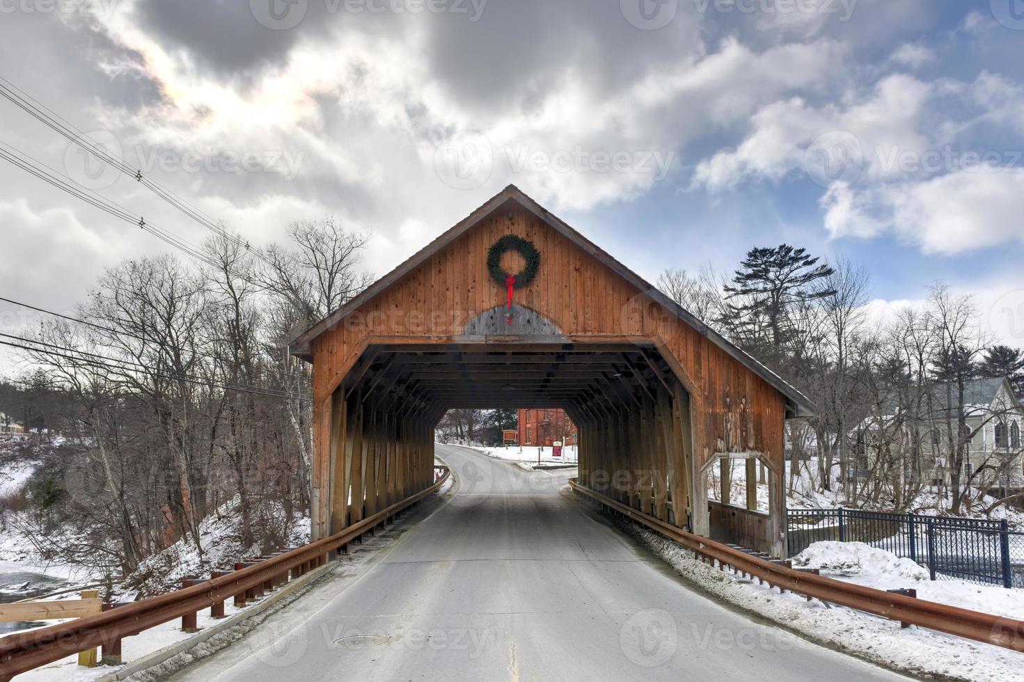Quechee Covered Bridge in Quechee, Vermont in the winter. photo