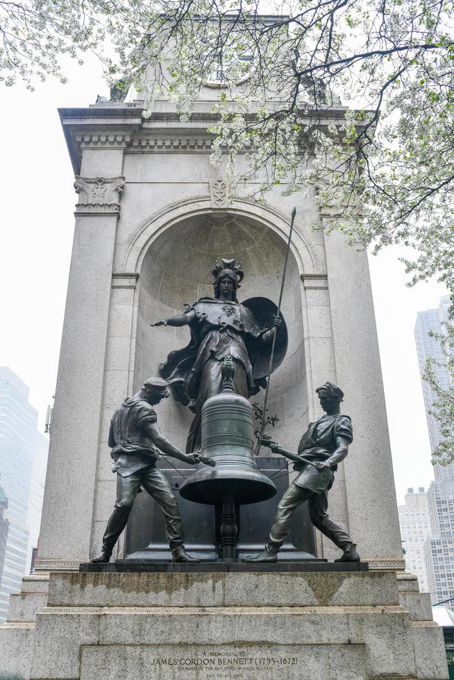 New York City - Mar 29, 2020 -  Memorial to James Gordon Bennet, the founder, editor and publisher of the New York Herald and a major figure in the history of American newspapers. photo
