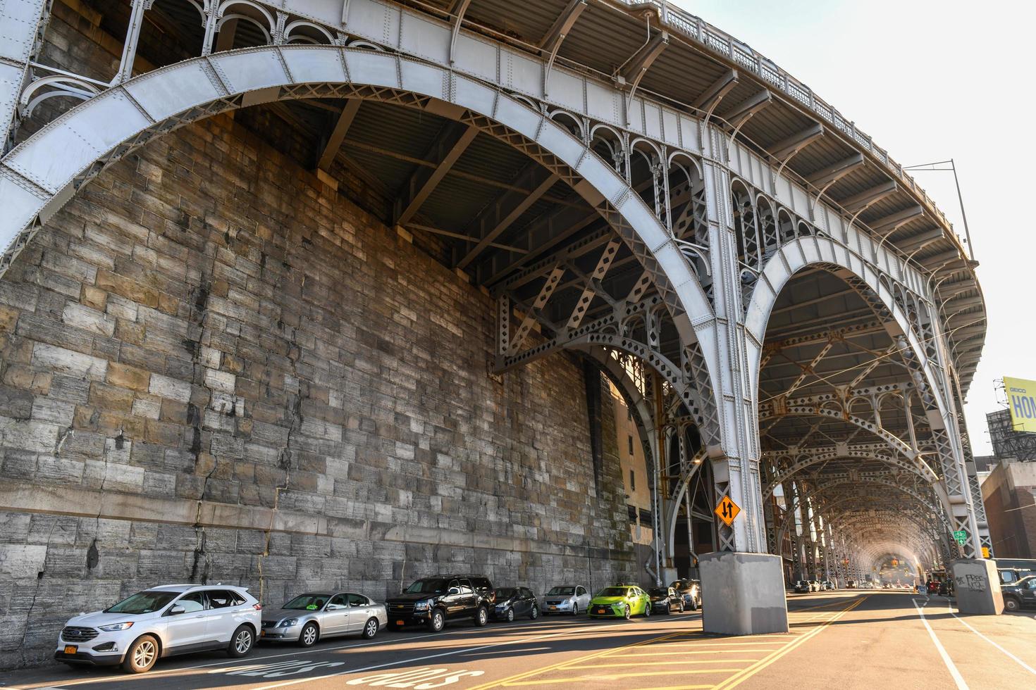 New York City - Feb 17, 2020 -  Underside of the steel girders of Henry Hudson Parkway in Manhattan, New York City. photo