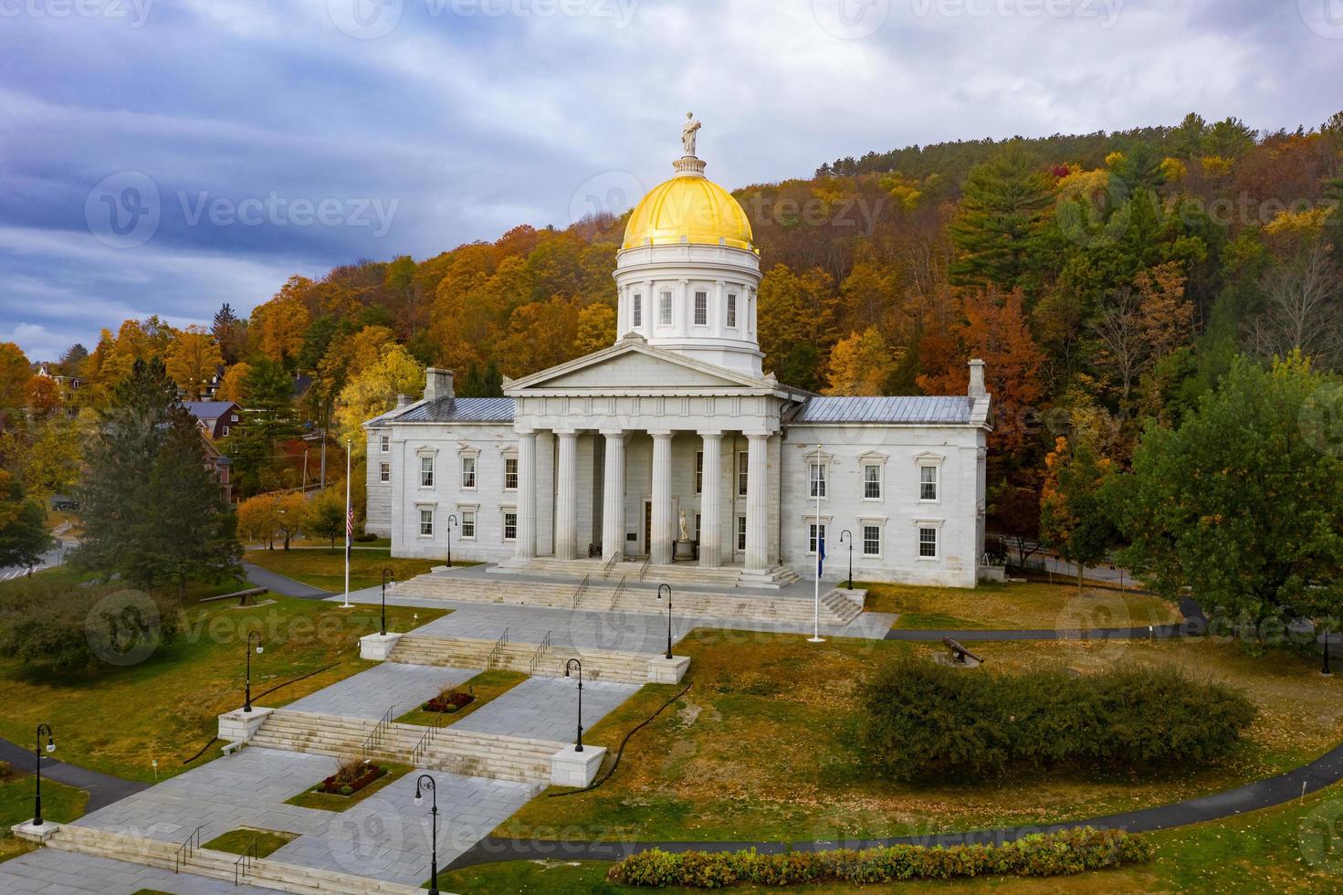 The State Capitol Building in Montpelier Vermont, USA. The current Greek Revival structure is the third building on the same site to be used as the State House. It was occupied in 1859. photo