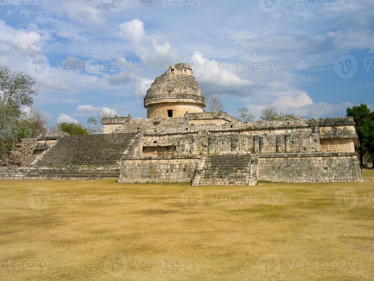 The El Caracol observatory temple in Chichen Itza. Ancient religious mayan ruins in Mexico. Remains of old indian civilization. photo