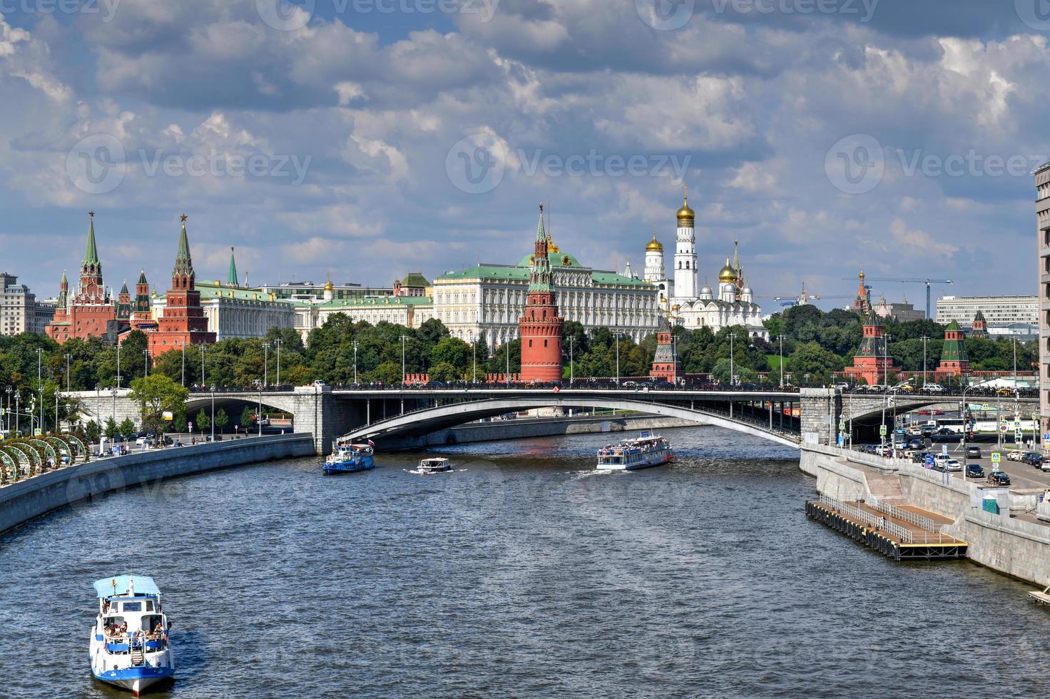 View of the Russian Kremlin along the Moscow River in Moscow, Russia. photo