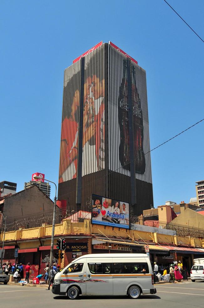 Johannesburg, South Africa - October 22, 2011 -  Central business district of Johannesburg with Coca-cola advertising on building. photo