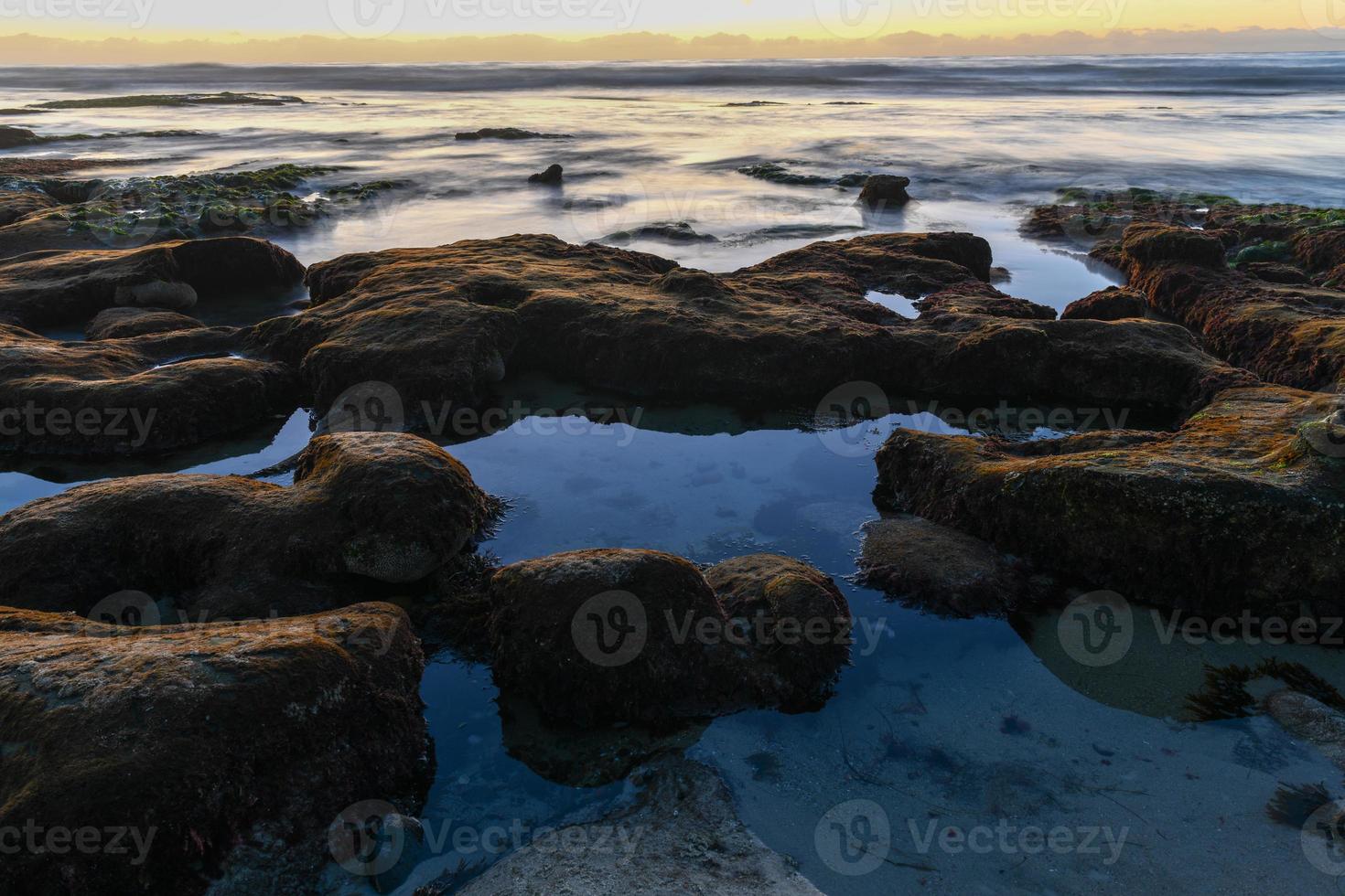 Scenic Panoramic Sunset Landscape of Distant La Jolla Shores and Pacific Ocean from San Diego, California photo