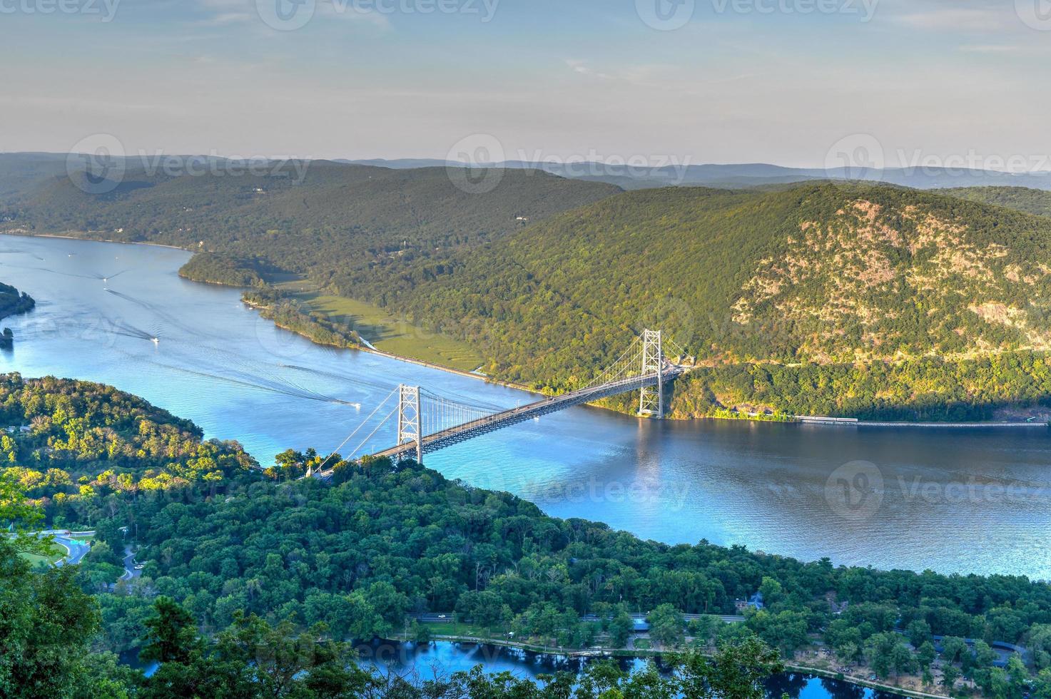 The Bear Mountain Bridge, ceremoniallynamed the Purple Heart Veterans Memorial Bridge, is a toll suspension bridge in New York State. photo