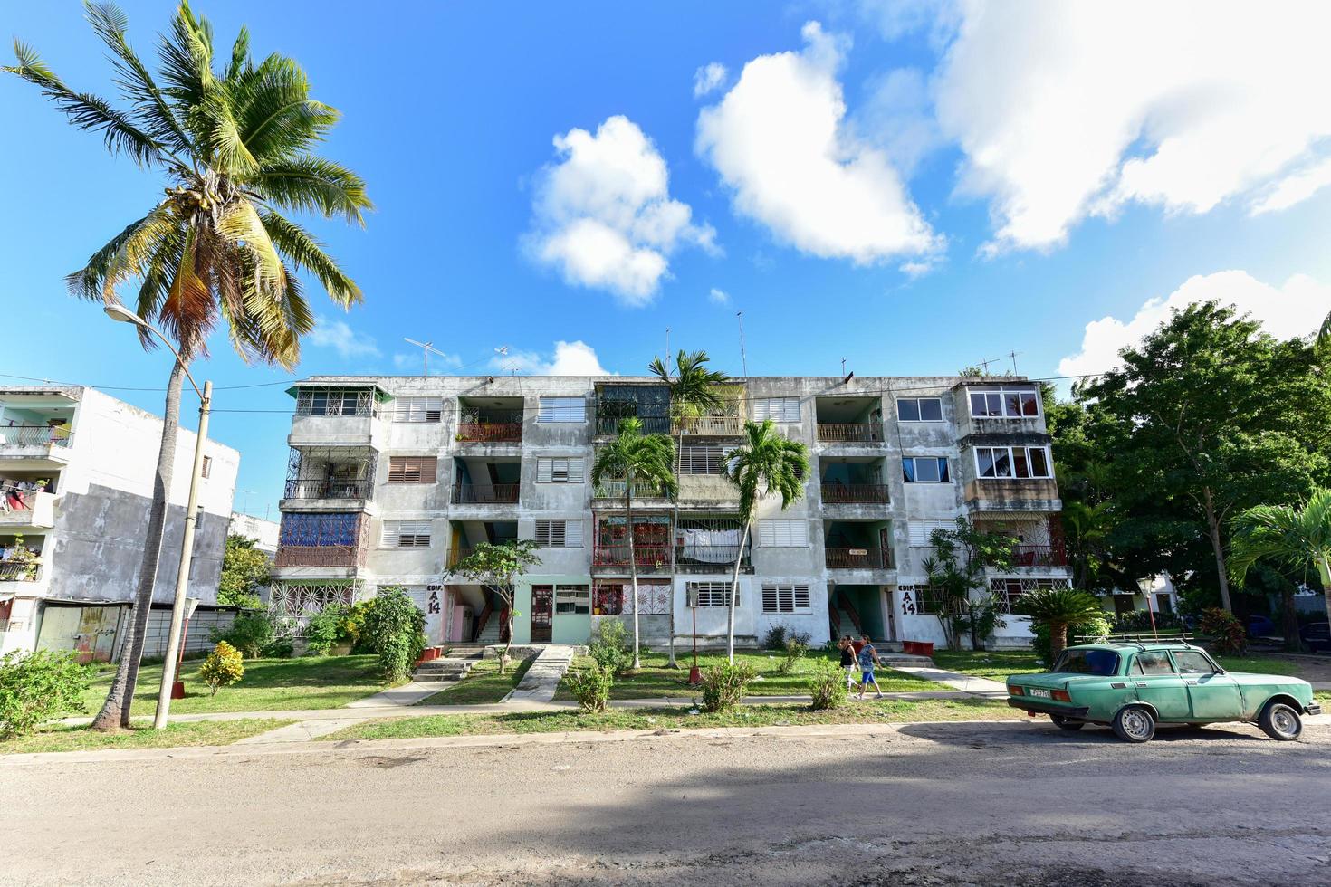 Havana, Cuba - Jan 14, 2017 -  Alamar, a district in the eastern part of Havana in Cuba. This district is primarily prefabrication construction of Soviet-style architecture. photo