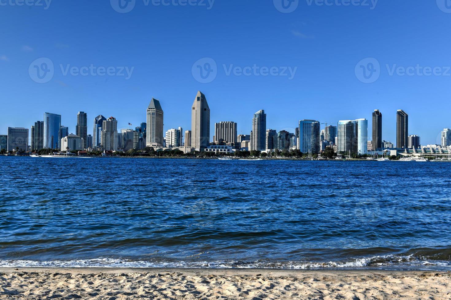 The downtown skyline of San Diego, California, USA at the Embarcadero. photo