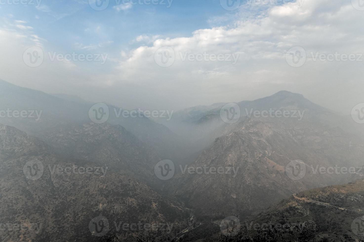 Hazy view following wildfires in California at Junction View in Kings Canyon National Park. photo