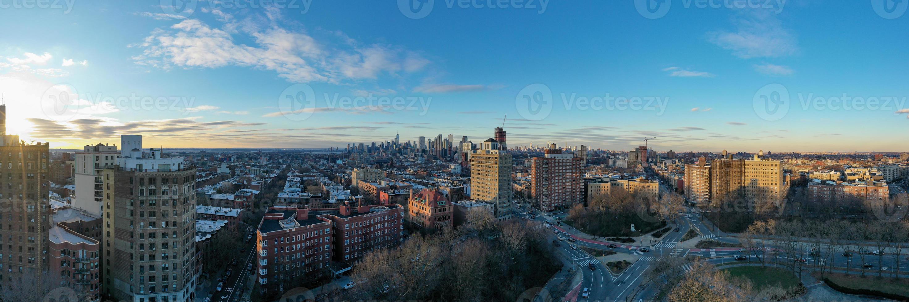 Aerial view of the Manhattan and Brooklyn skyline from Prospect Heights, Brooklyn. photo