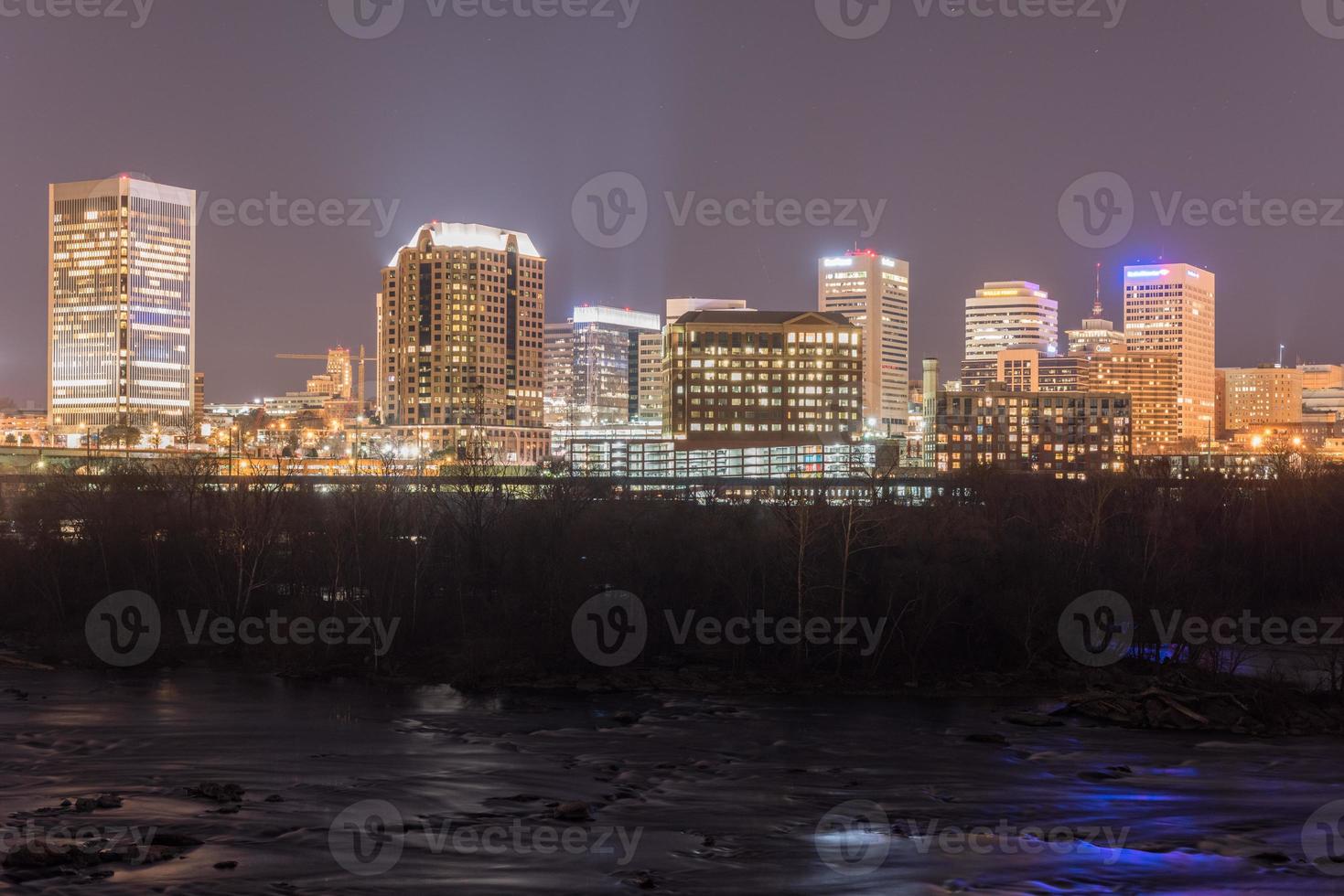 Richmond, Virginia - Feb 19, 2017 -  Panoramic skyline view of Richmond, Virginia at night. photo