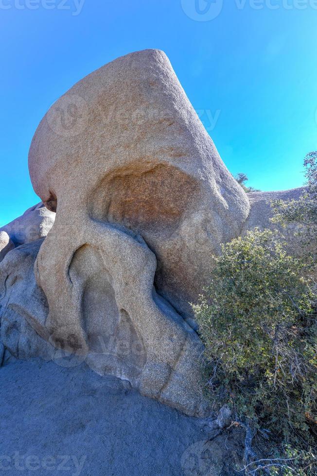 roca del cráneo en el parque nacional del árbol de joshua, california. es una parada favorita para los visitantes del parque. foto