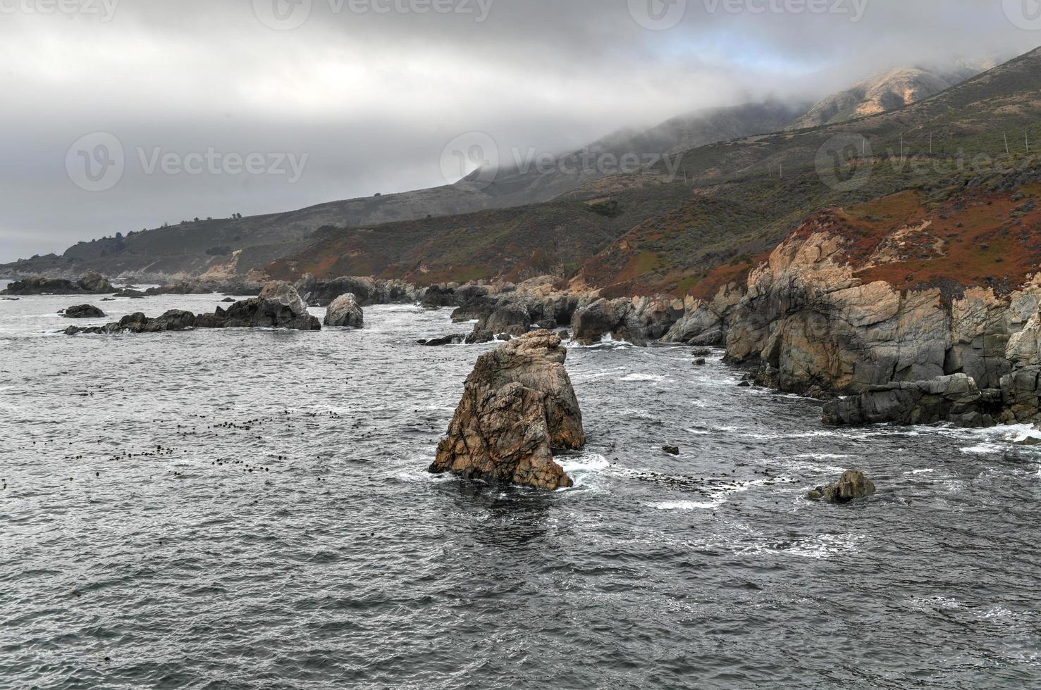 vista de la costa rocosa del pacífico desde el parque estatal garrapata, california. foto