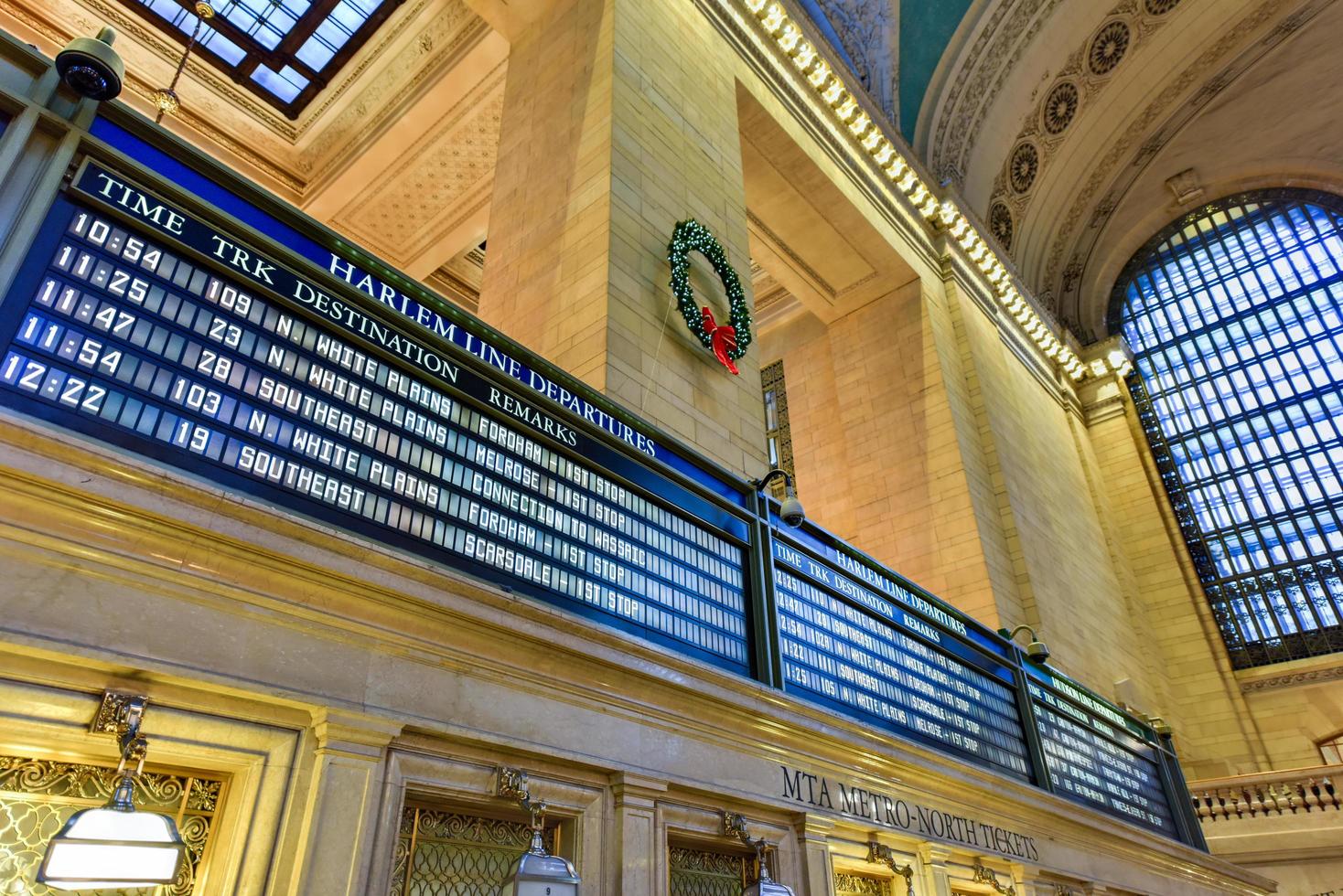 New York City - December 28, 2015 -  Harlem Line Departures in Grand Central Terminal in New York City. photo