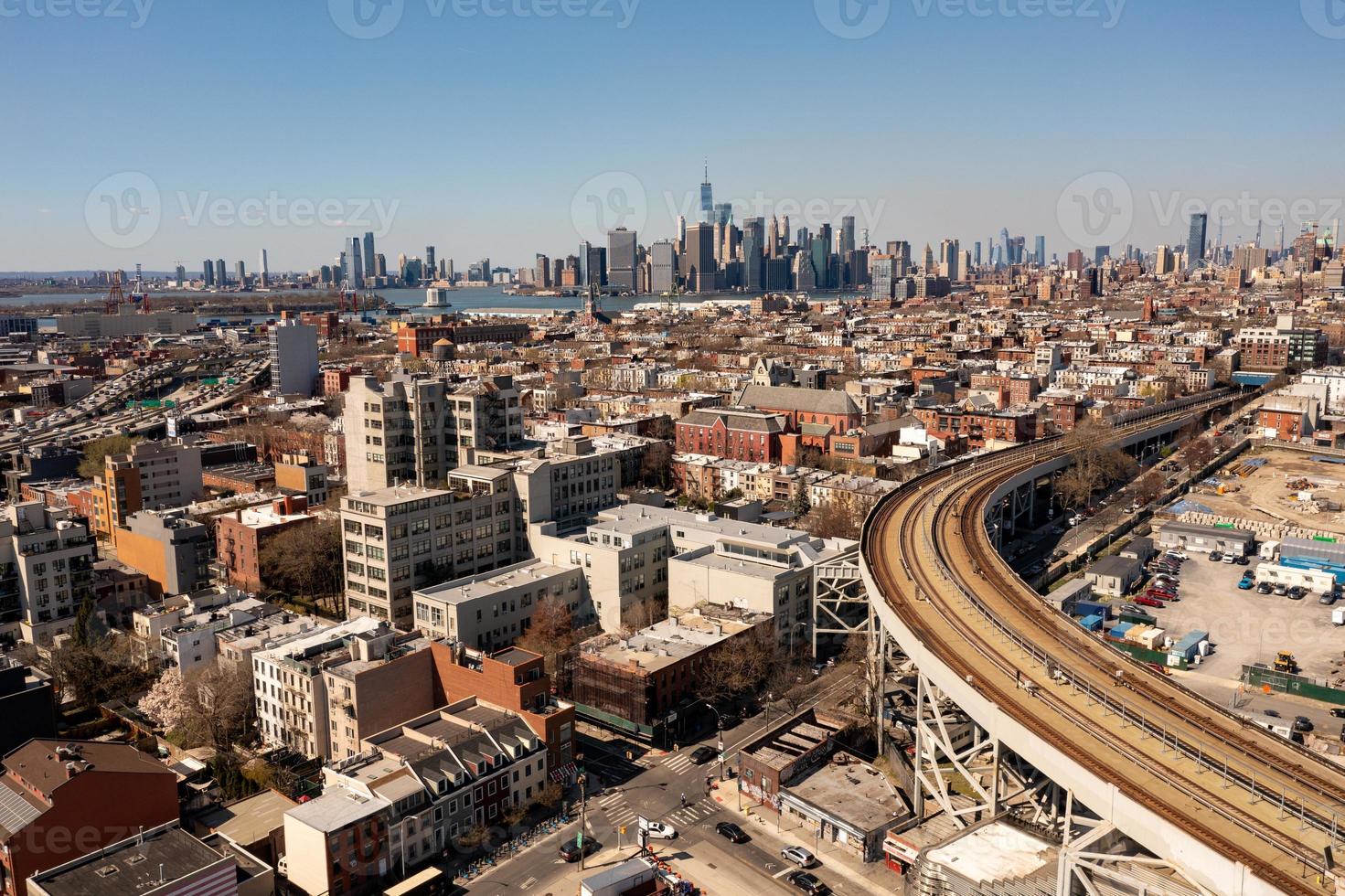 View of the Manhattan Skyline from the Gowanus neighborhood of Brooklyn, New York. photo